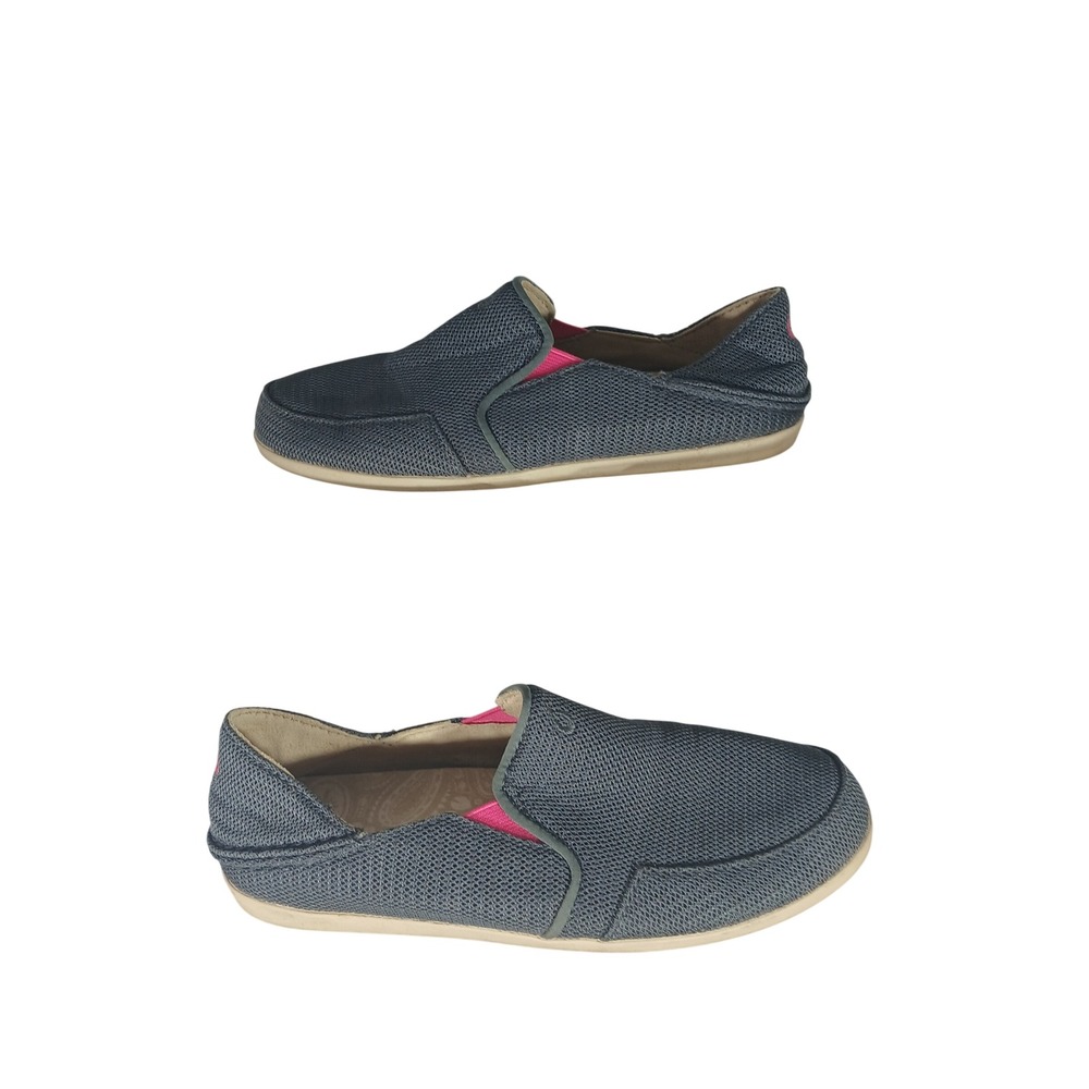 OluKai Waialua Mesh Slip On Shoes Size 6 Grey Pink Casual Comfort Loafers